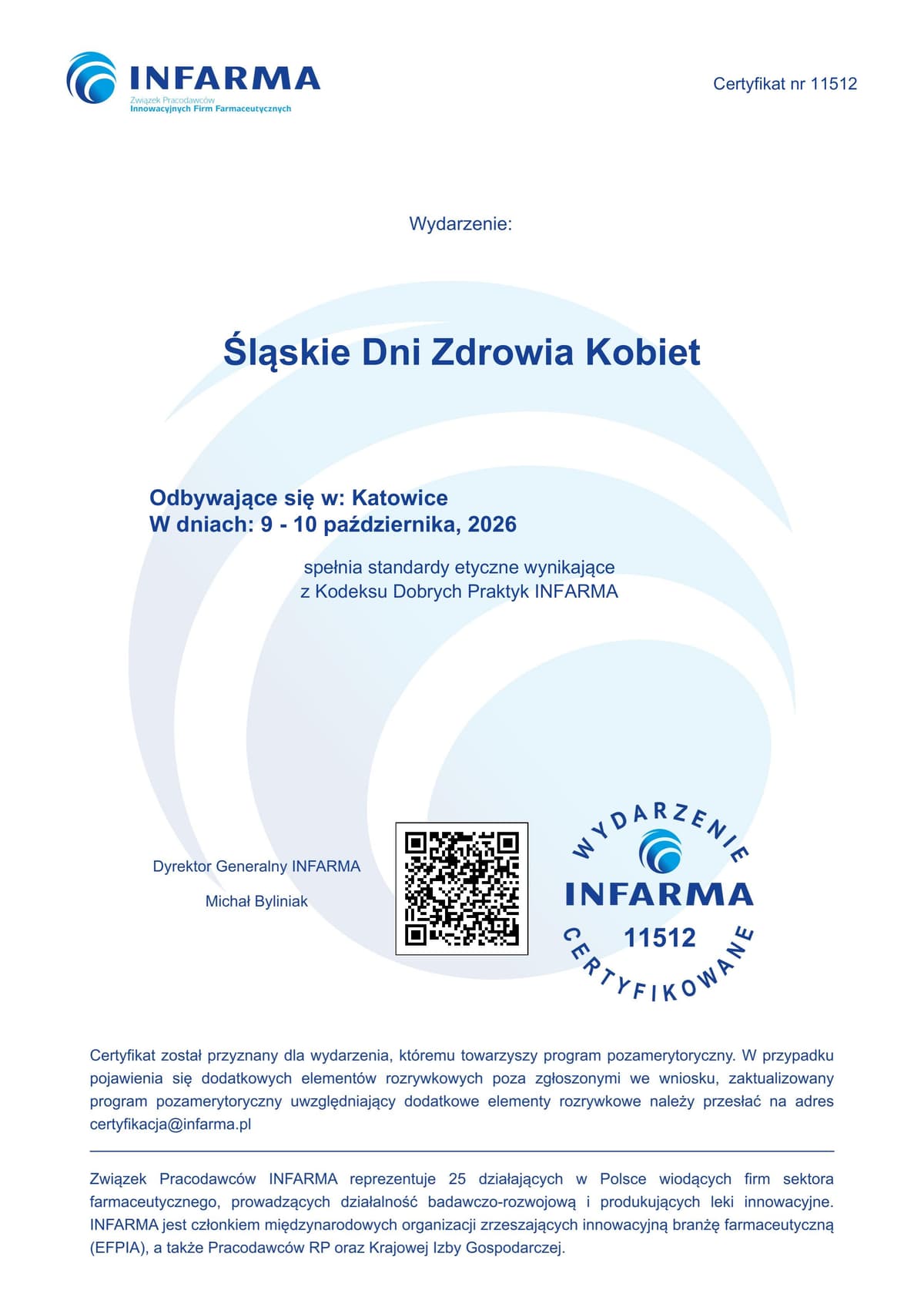 Certyfikat patronatu: INFARMA