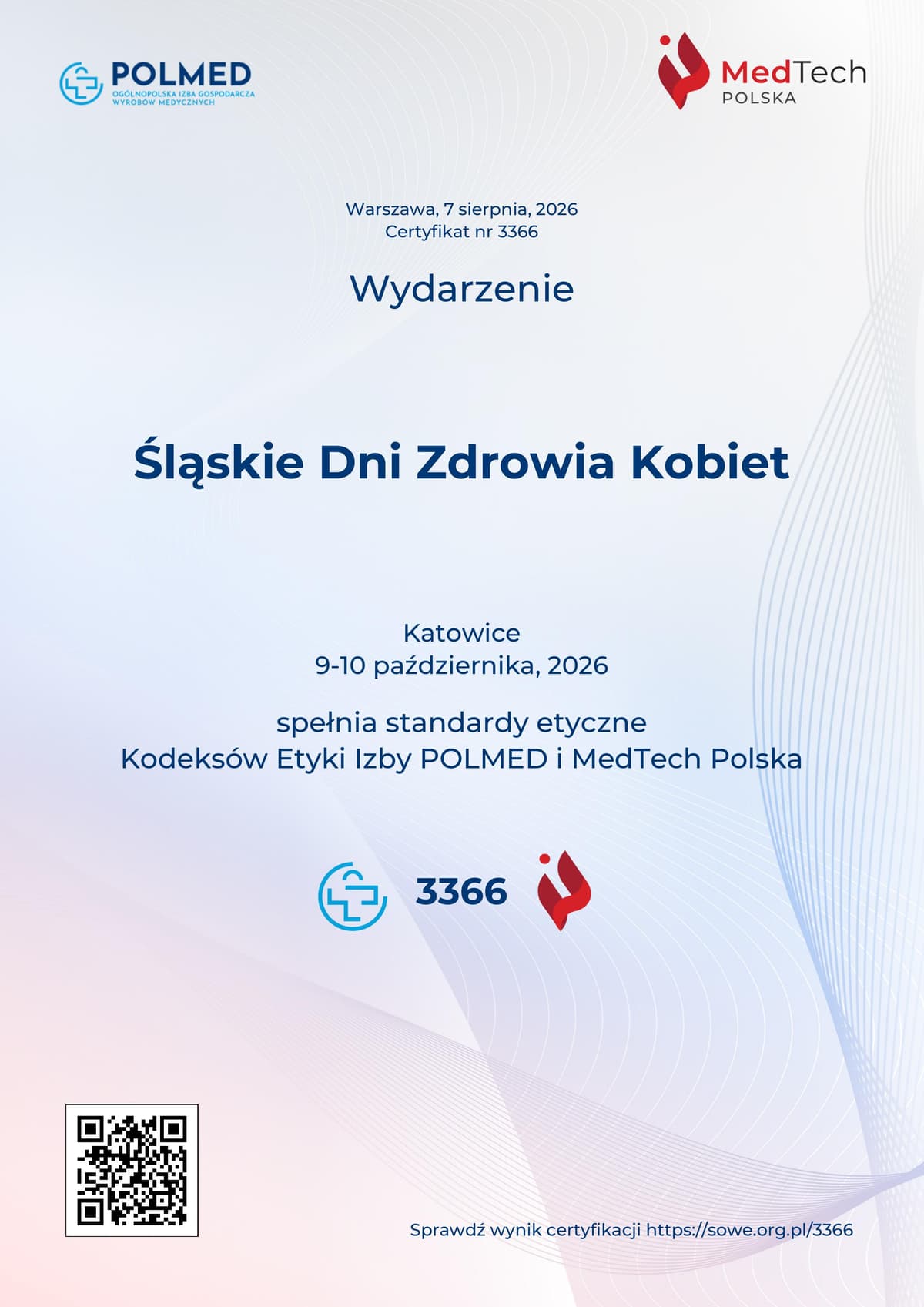 Certyfikat patronatu: POLMED i MedTech Polska